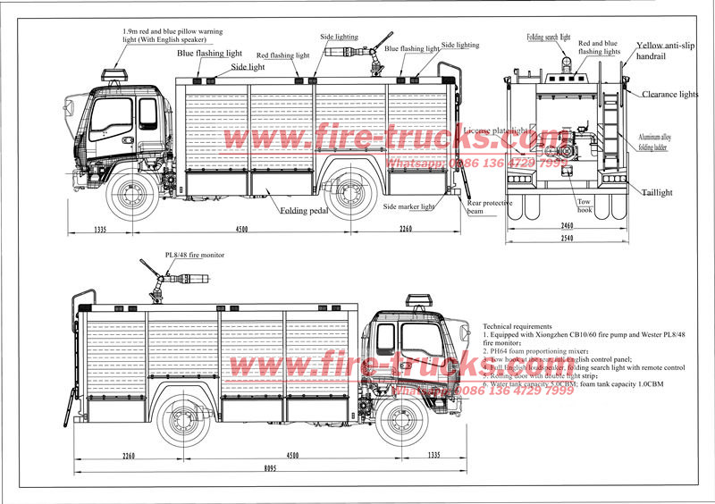 ISUZU FTR fire truck drawing