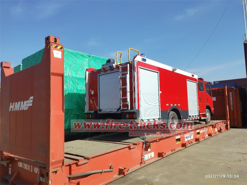 Isuzu fire truck by 40FR container delivery