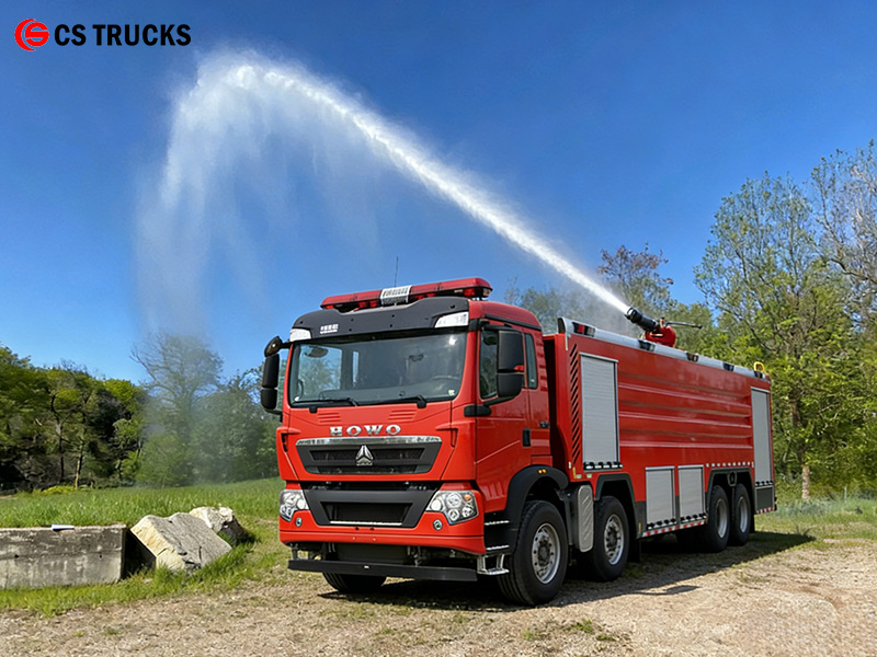 HOWO TX600 8X4 25000L red fire truck