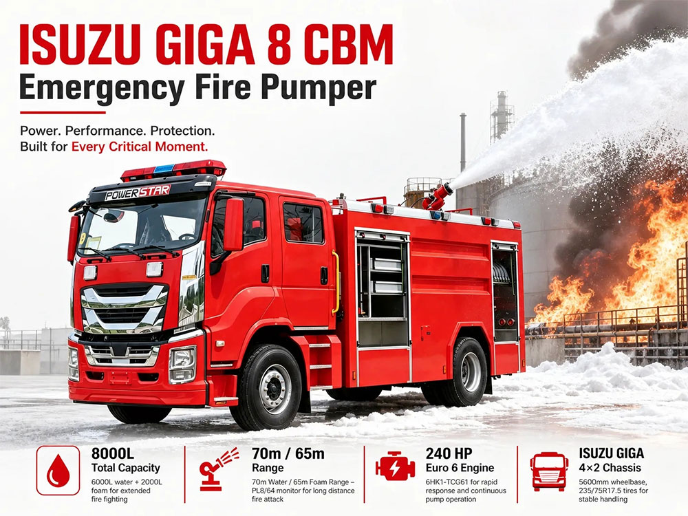 ISUZU GIGA 4X2 8000L Foam Tank Wildland Foam Engine Fire Truck Albania ISUZU GIGA 4X2 8000L Foam Tank Wildland Foam Engine Fire Truck Albania