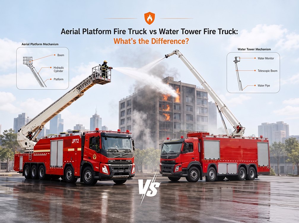 Aerial Platform Fire Truck vs Water Tower Fire Truck What's the Difference Aerial Platform Fire Truck vs Water Tower Fire Truck What's the Difference